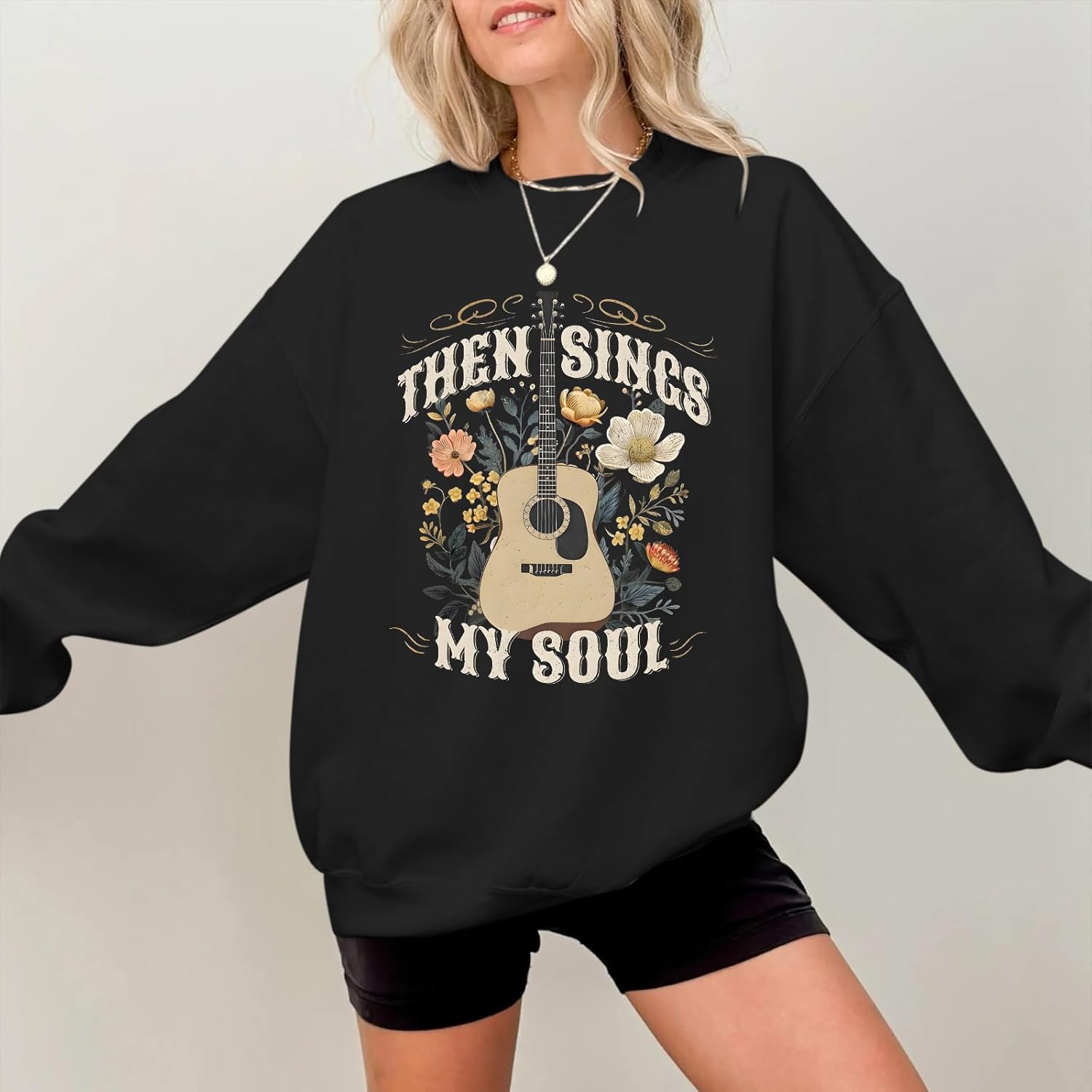 KIEKIECOO Oversized Christian Sweatshirts for Women Faith Bible Verse Printed Pullover Inspirational Music Long Sleeve Tops - Image 4