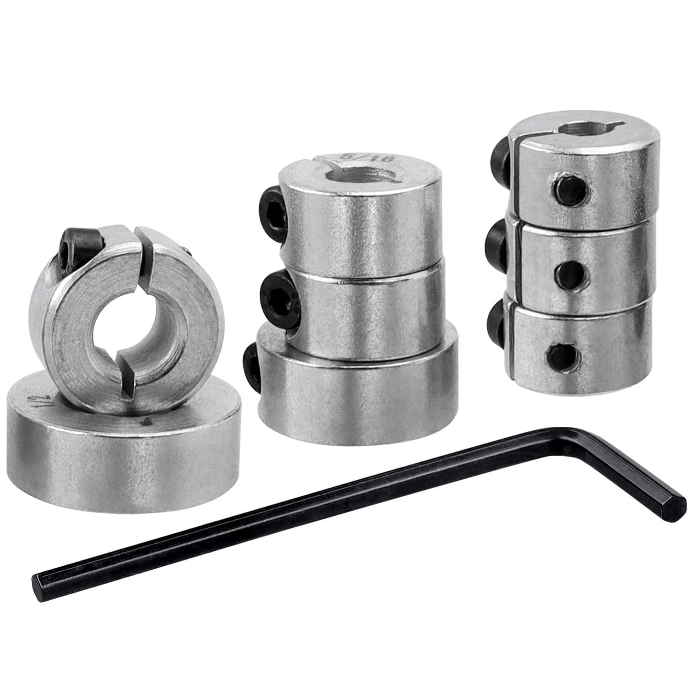Mesee 8 Pieces Drill Bit Depth Stop Collar Rings, Split Ring Drill Depth Limiter Collars Spacing Positioner Locator Drilling Limit Ring - Imperial Size 1/2" 7/16" 3/8" 5/16" 1/4" 7/32" 3/16" 1/8"