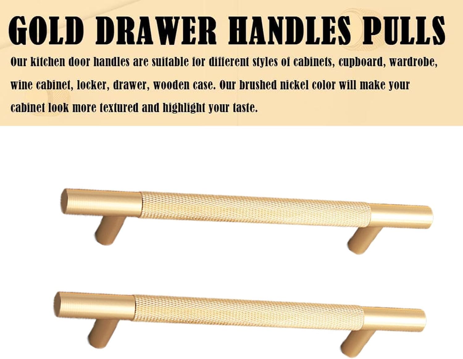 Gold Cabinet Handles, 2 Pcs, 214 Mm, Modern Vintage Handles for Kitchen Cupboards & Chest of Drawers - Gold Colour