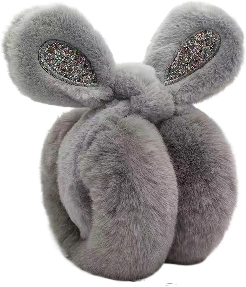 Winter Earmuffs for Women Cute Rabbit Ears Warm Earflaps Thicken Furry Fold Ear Muffs Cover Protector Solid Letter