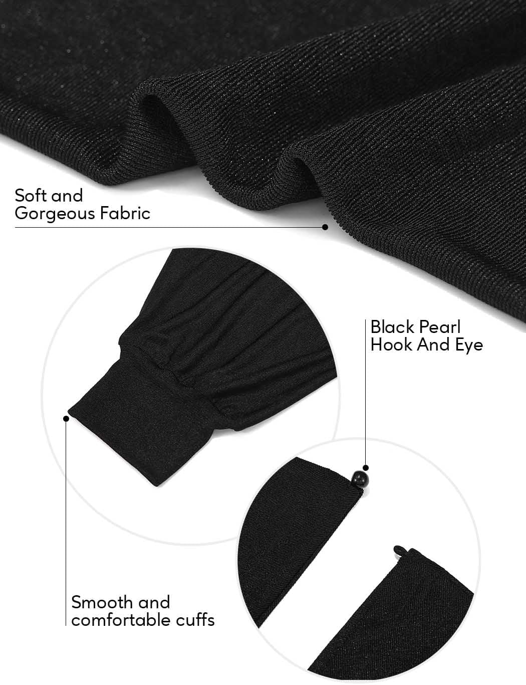 GORAIS Women Bolero Shrug Black Long Sleeve Evening Jacket Open Front Prom Cardigan for Dresses - Image 3