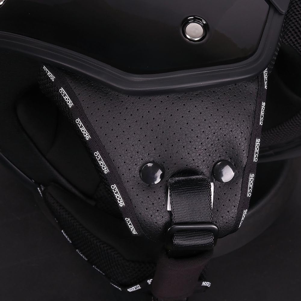 Sparco Casco Demi-Jet con Visera para Motocicletas en Color Negro Metalizado con Carcasa de ABS Talla XS