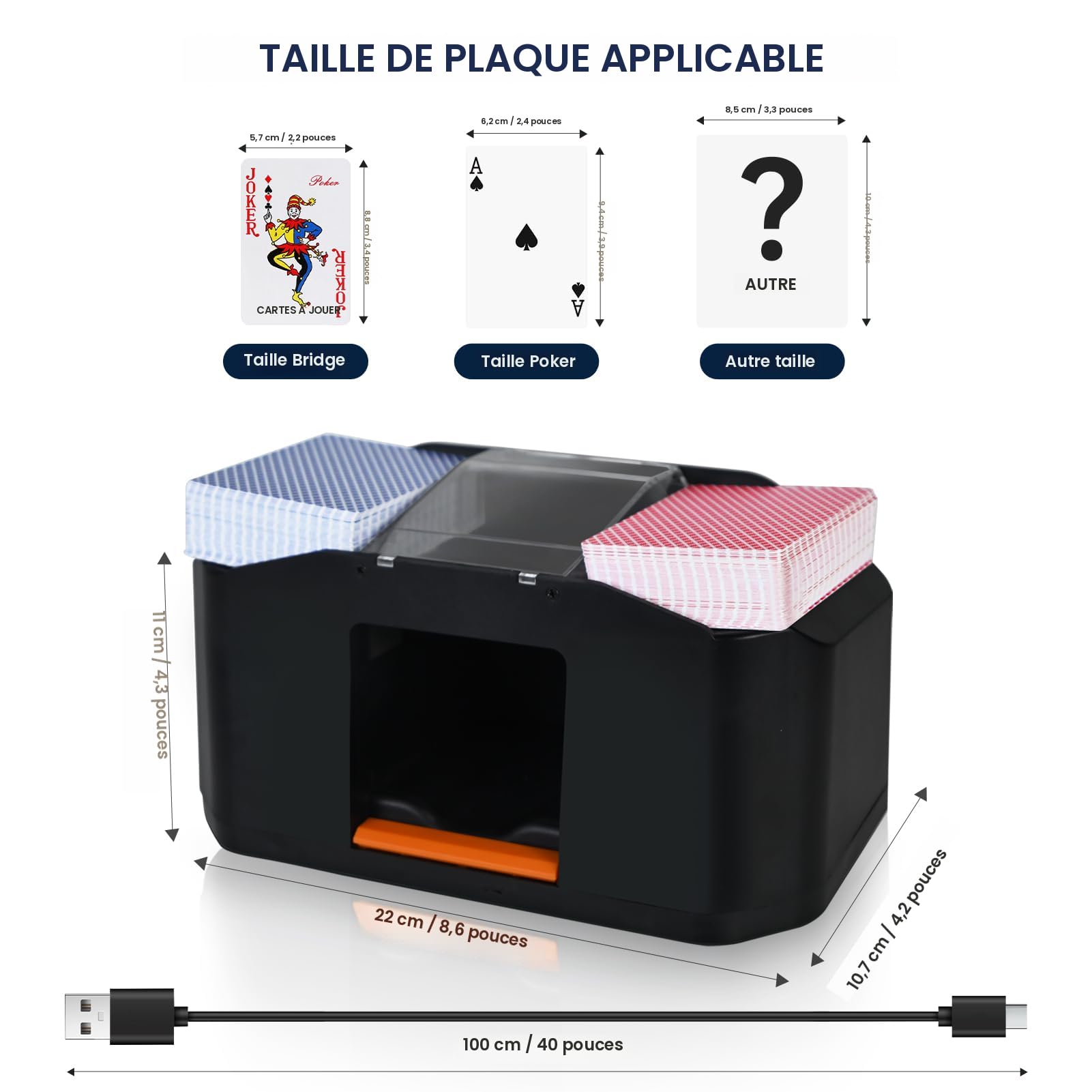 Mélangeur De Cartes Automatique Rechargeable USB-C - 2 Plateaux, Batterie 2000mAh - Pour UNO, Poker, Blackjack, Texas Hold'em - Portable Et Silencieux