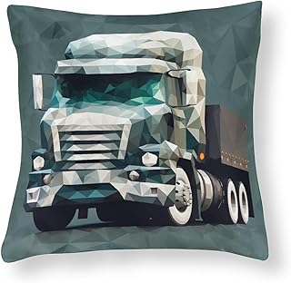 HighonHi Satin Cushion Covers Abstract Green Truck Decorative Pillow Covers Kids Cartoon Car Cooling Pillow Cases Zippered Decorative Pillow Case for Couch Bed Car 18