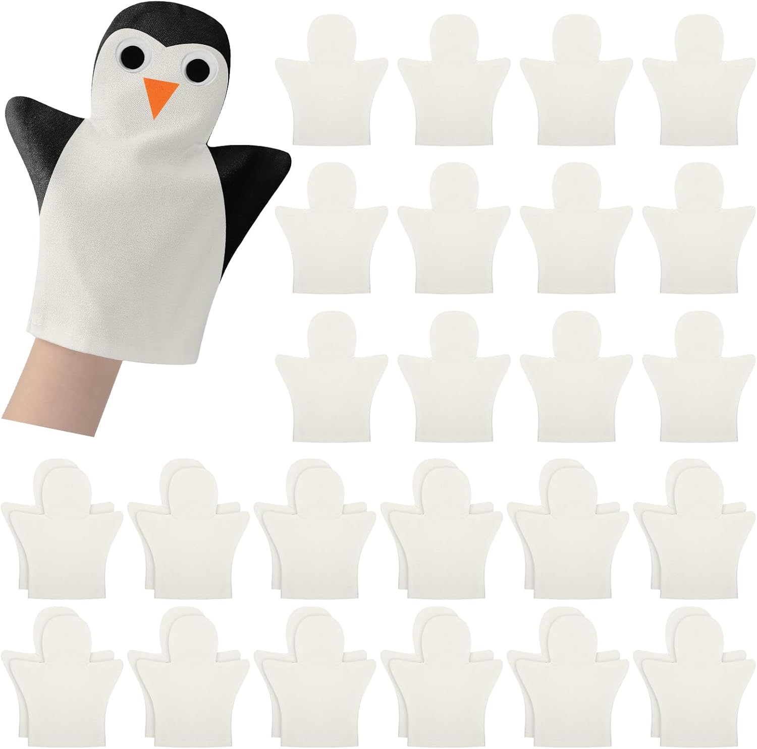 Soulchen 36 Pcs DIY Cotton Hand Puppet Kit 8 x 9.8 Inch Making Your Own Puppets Blank Fabric for DIY Crafting Storytelling Family Activities Art Party Supplies Creative Play Holiday Subject Gifts