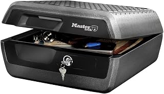Master Lock Coffre fort anti feu et étanche a clef, triple protection - vol, incendie et inondation, 10L, 19.3 x 41.9 x 37.5 cm