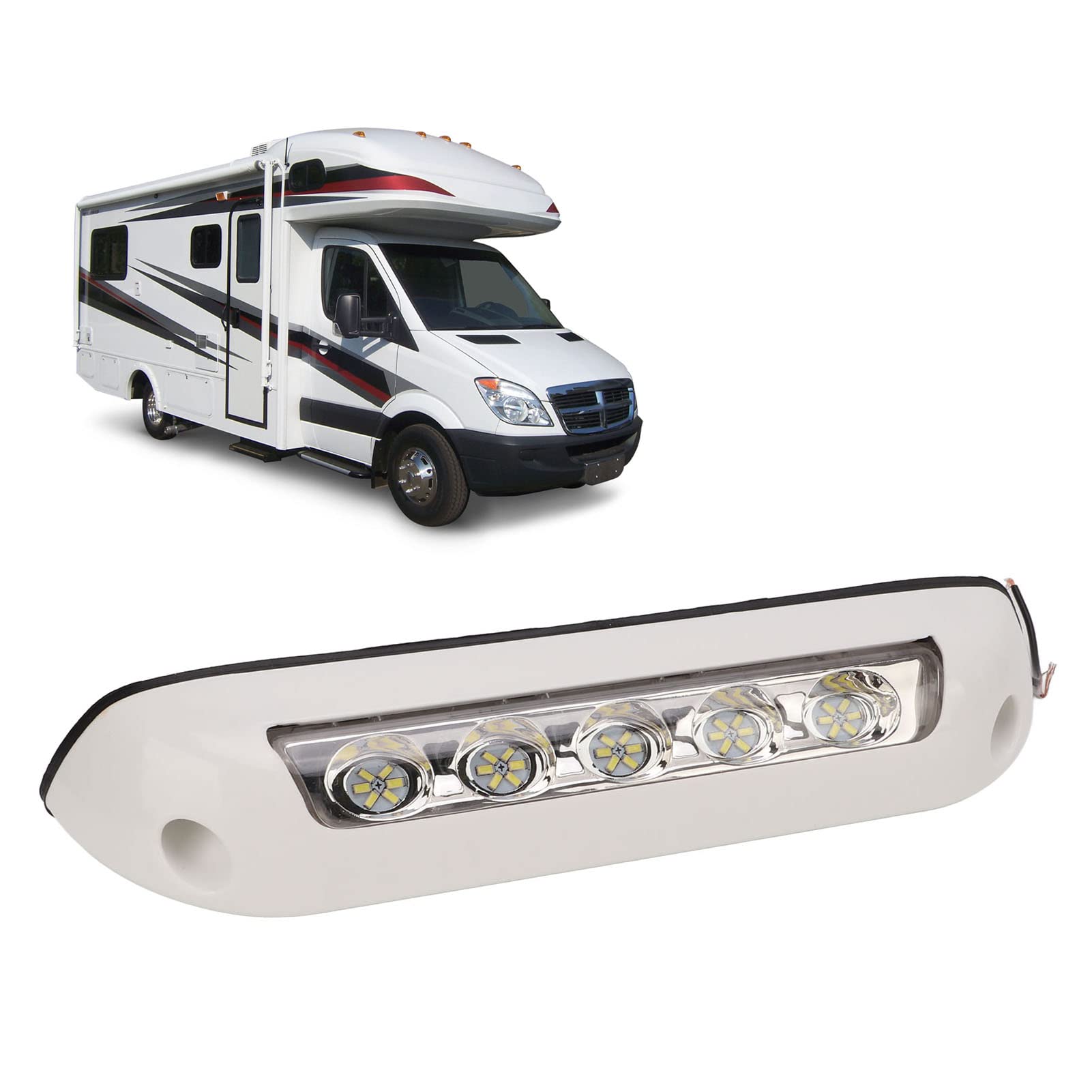 Tbest Luce per Portico per Camper, Luci Universali per Veranda a LED per 12V 6000K Luci per Esterni Impermeabili per Rimorchi Camper