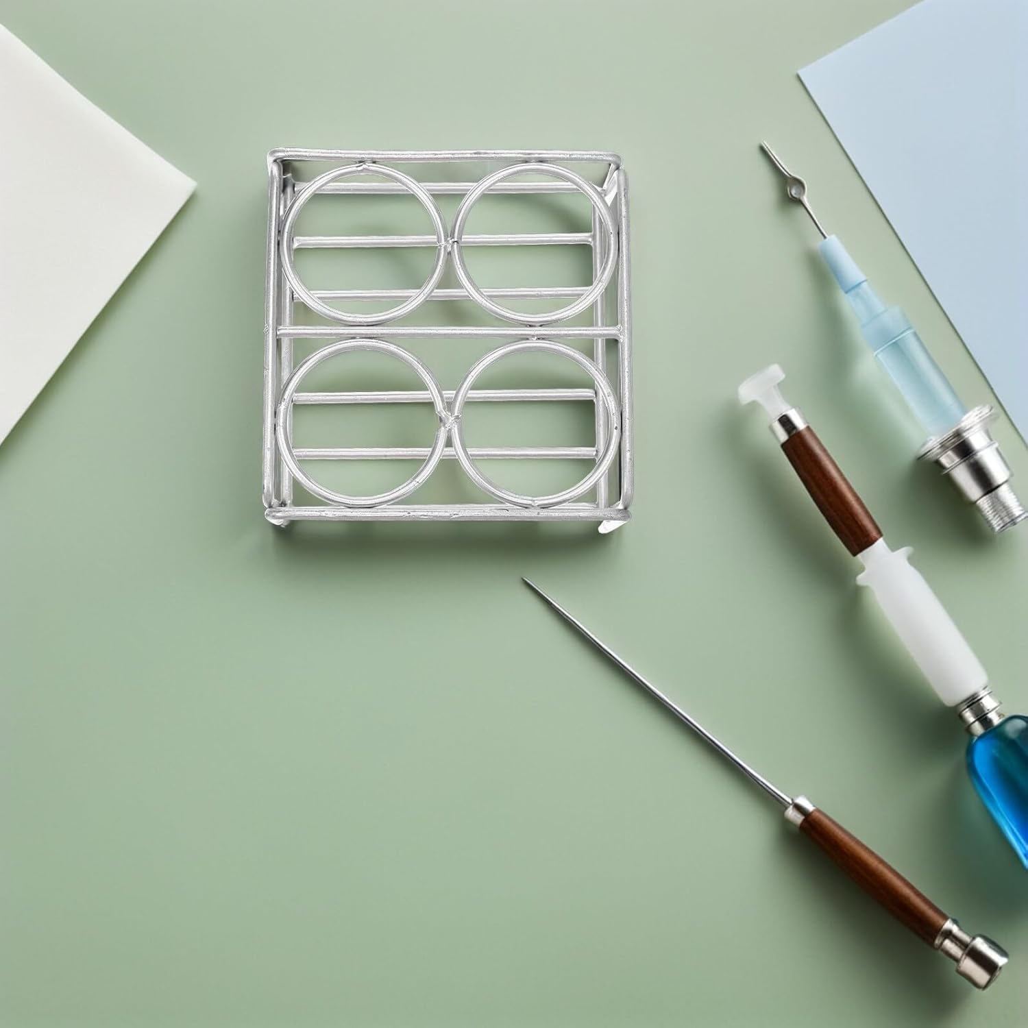 Laboratory Four-hole Crucible Stand Alloy Wire Rack 36mm Hole Diameter High-temperature Resistant Lab Support Holder for Chemistry and Scientific Experiments