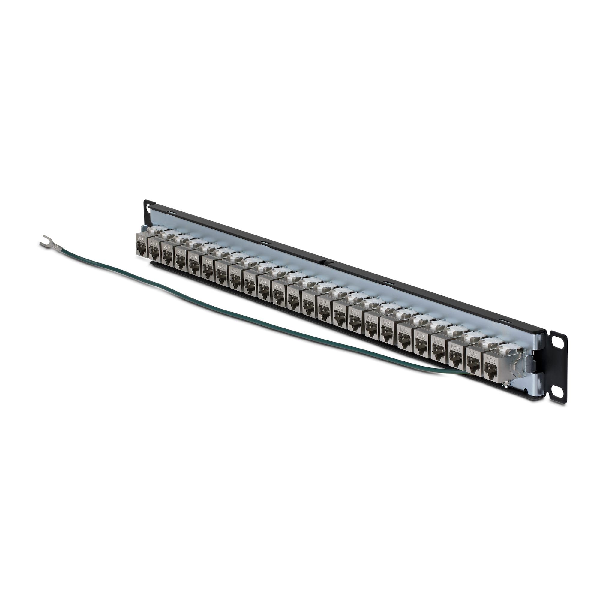StarTech Patch Panel Passante 24 Porte 1U Cat6a STP (C6APANELSTP241UFT) | Con Barra di Gestione Cavi Integrata, Montaggio su Rack da 19 Pollici, Accoppiatori RJ45 Inline