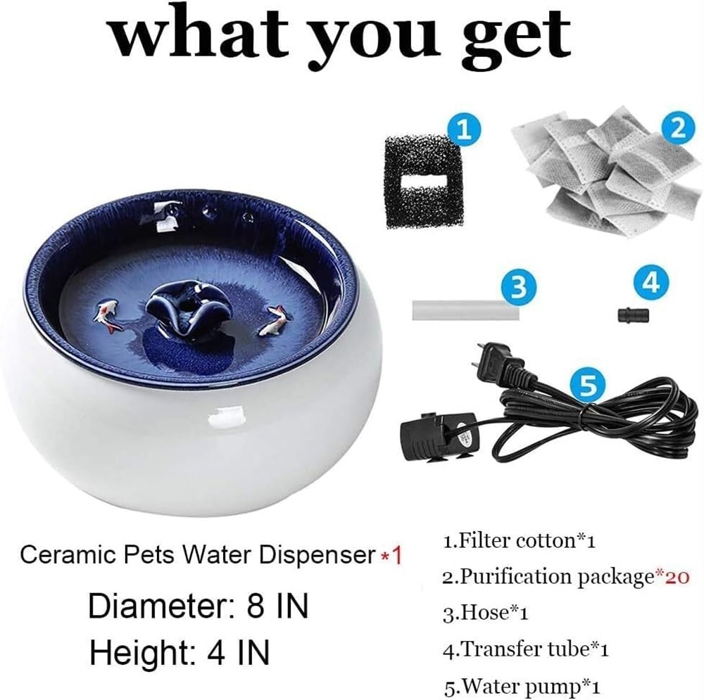 Akcesoria domowe, ceramiczna fontanna dla kota z 2 zestawami filtrów wymiennych i pianką, automatyczny dozownik wody dla kota, łatwa w czyszczeniu, fo