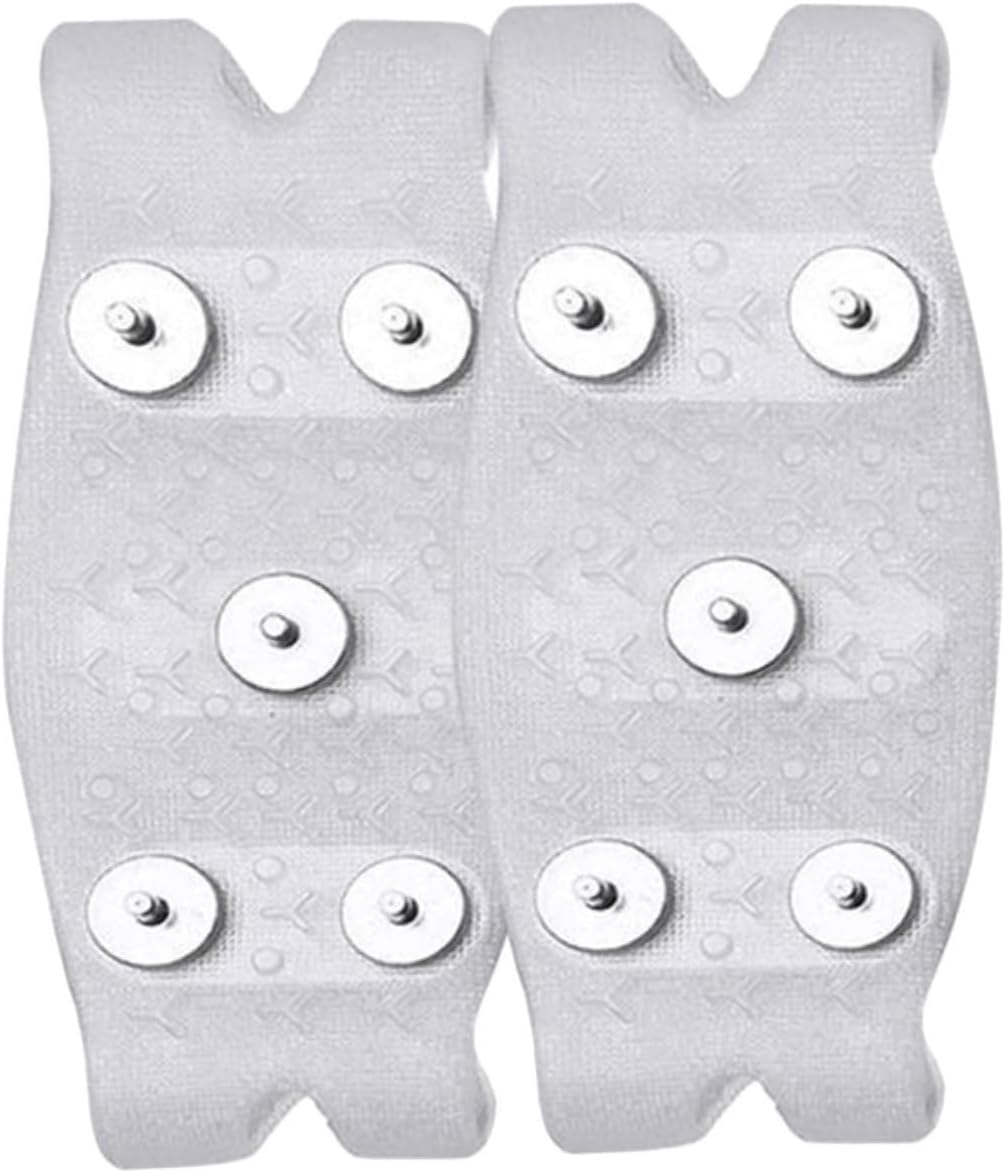 GALPADA Anti-Slip Crampon Spikes Shoes Traction Ice Grippers Slip-on Snow Shoe Covers with 5 Teeth for Outdoor Hiking Climbing Winter Use, White, Fits US Size 12-14