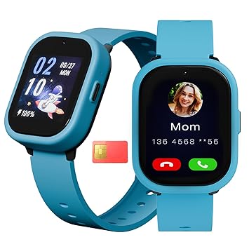 Vibez Smart Watch for Kids – SIM Card, 4G Voice Calling, GPS Location Tracker, Voice Chat, Video Call, Geo-Fencing, SOS Emergency, Health Monitoring Baby Smartwatch & Parental Control (Miracle, Blue) - image, photos