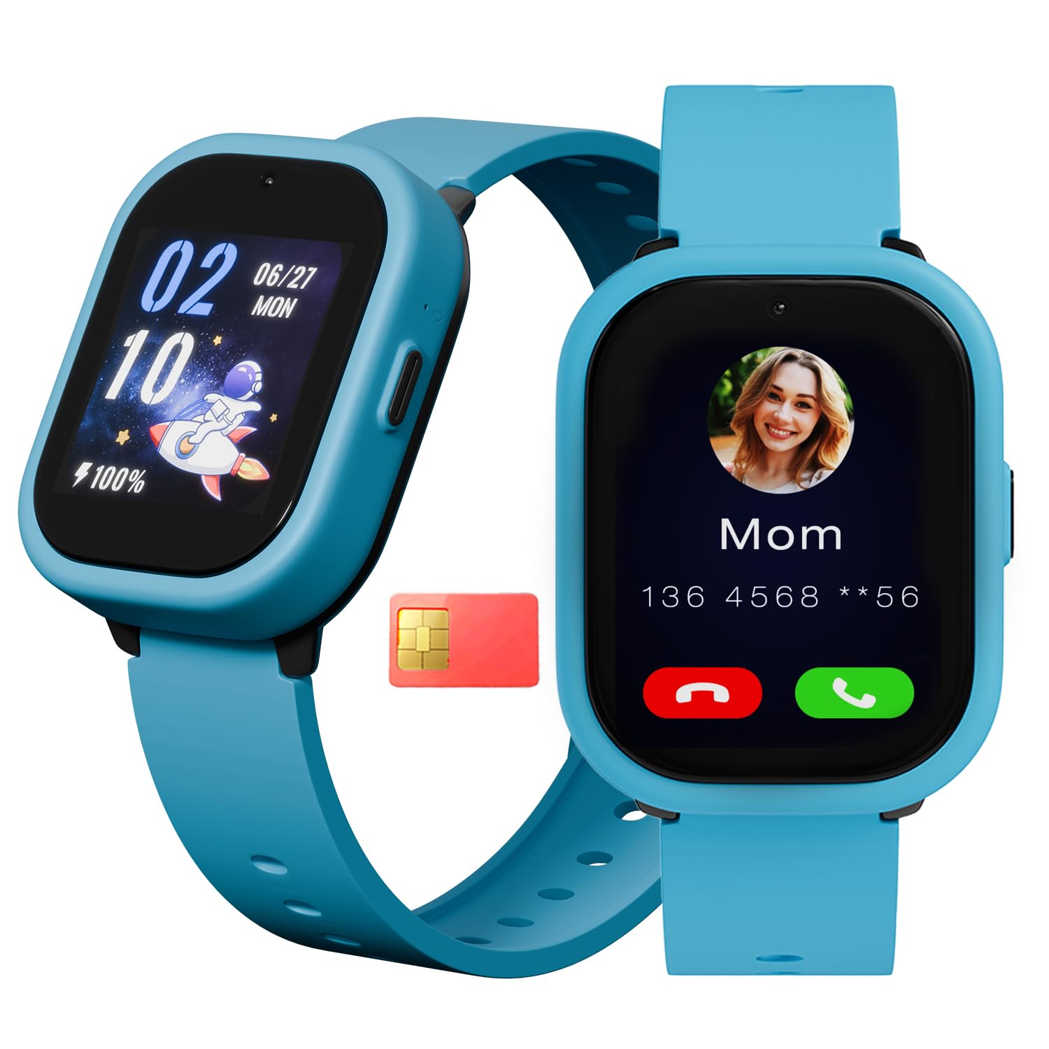 Vibez Smart Watch for Kids – SIM Card, 4G Voice Calling, GPS Location  Tracker, Voice Chat, Video Call, Geo-Fencing, SOS Emergency, Health  Monitoring