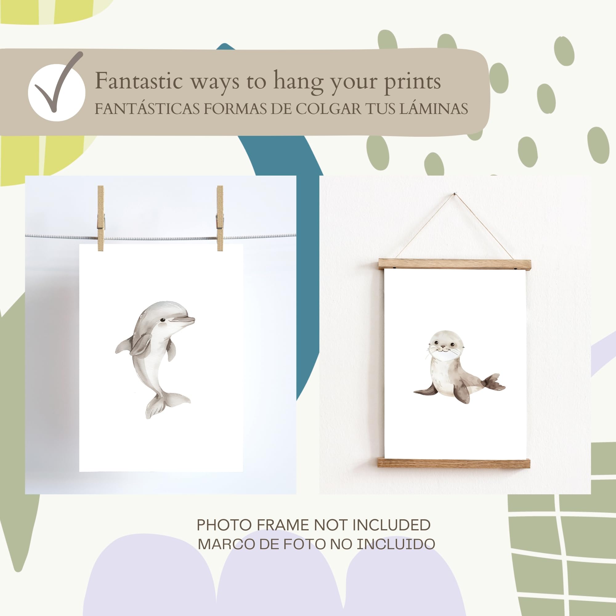 ayurvana Set de 6 Láminas Infantiles Animales del Bosque A4 – Cuadros Bebé Estilo Nórdico Acuarela – Decoración Habitación – Pósters Recién Nacido Sin Marco – Regalo Baby Shower (MARPACK6)