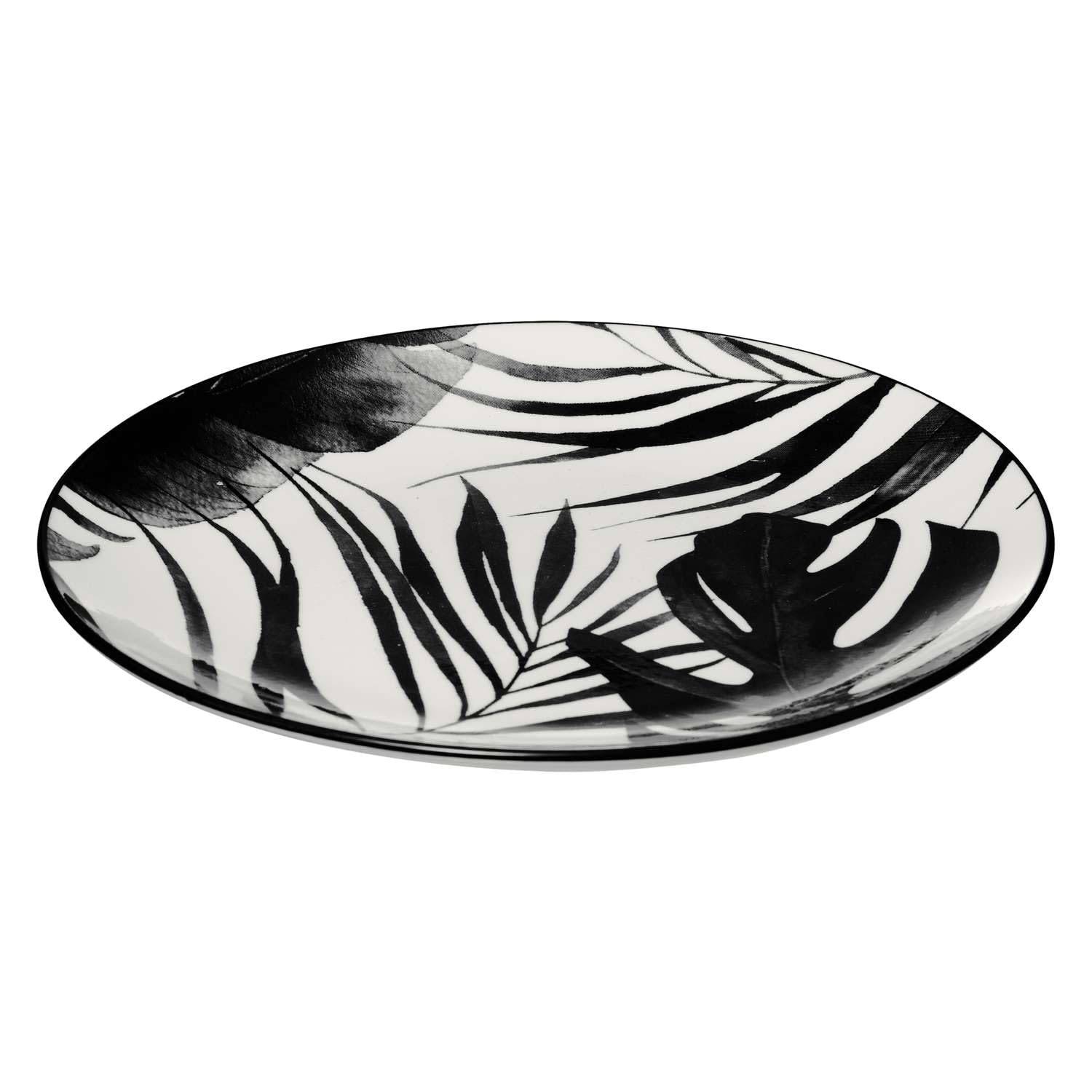 Service D'assiettes "palme" - Noir - 18 Pièces