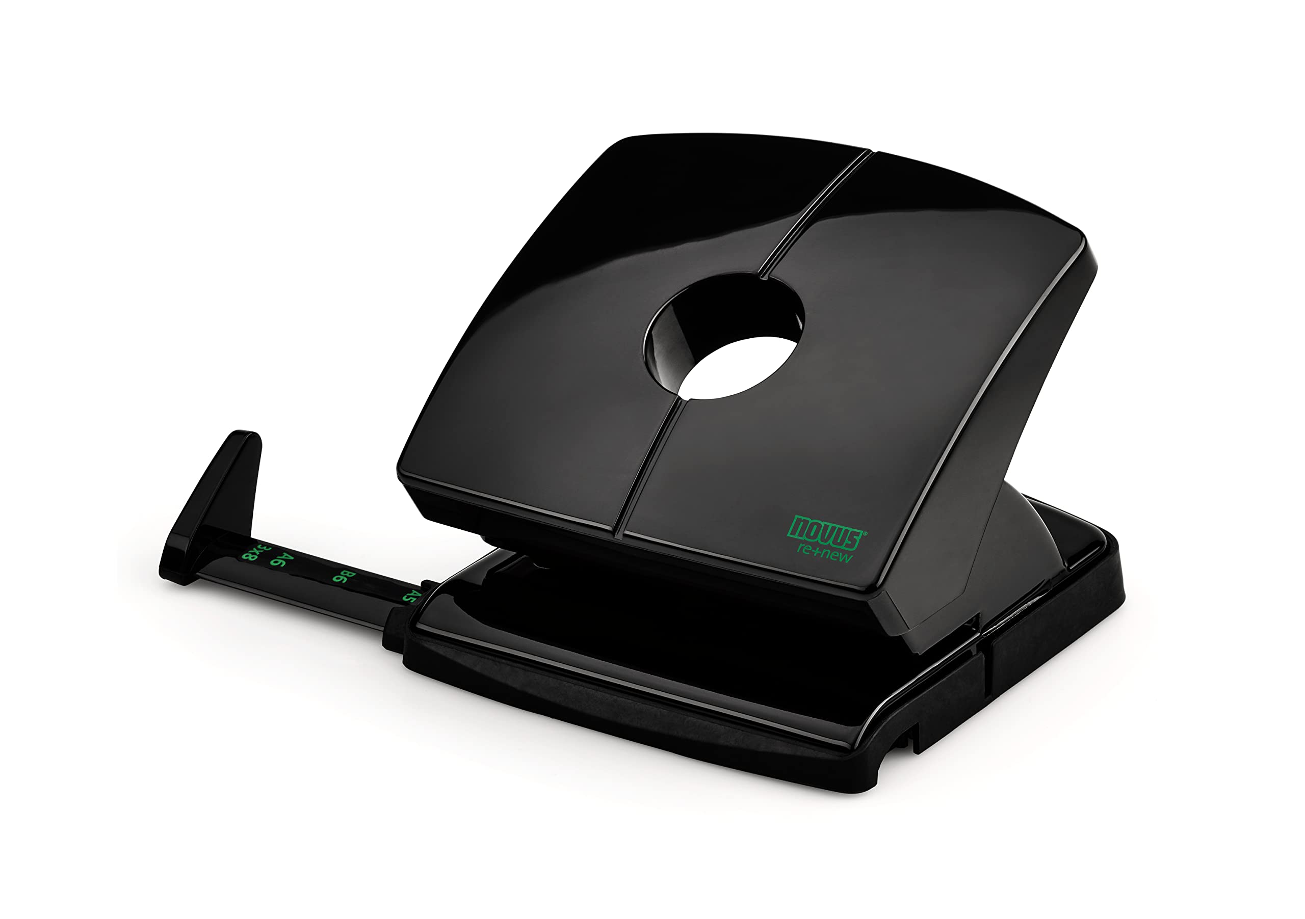 Novus B 220 re+new Hole Punch (Plastic Top Made from Sustainable Rezycla, 20 Sheets, with Stop Rail) Black