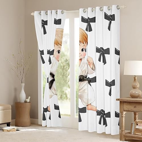 Miniatura 55 de Erosebridal Cortinas opacas de moda de los años 90, 30 % a 50 % para dormitorio, cortina de ventana con cinta de radio retro, tratamientos de Negro
