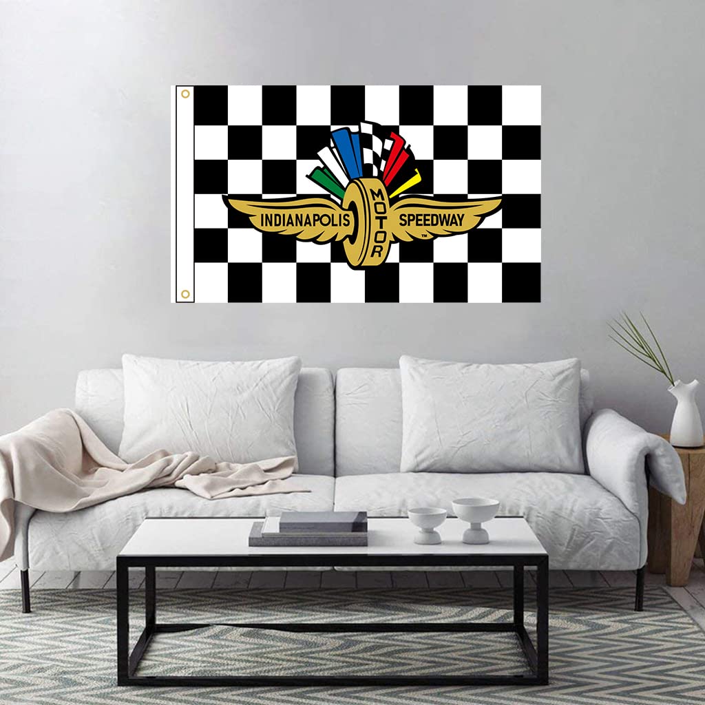 Bofanio Indianapolis Motor Speedway Banner – Kariertes Flaggen-Design, 6 X 2,4 M, Für Garage & Man Cave