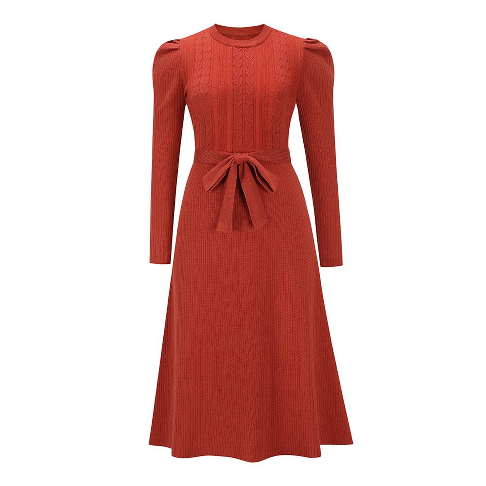 2026 Jupe tricotée Manches Longues Femme Automne Hiver mi-Longue Amincissante Haute trapèze Base Laine Pull élégante Casual Confortable Tendance Chaude