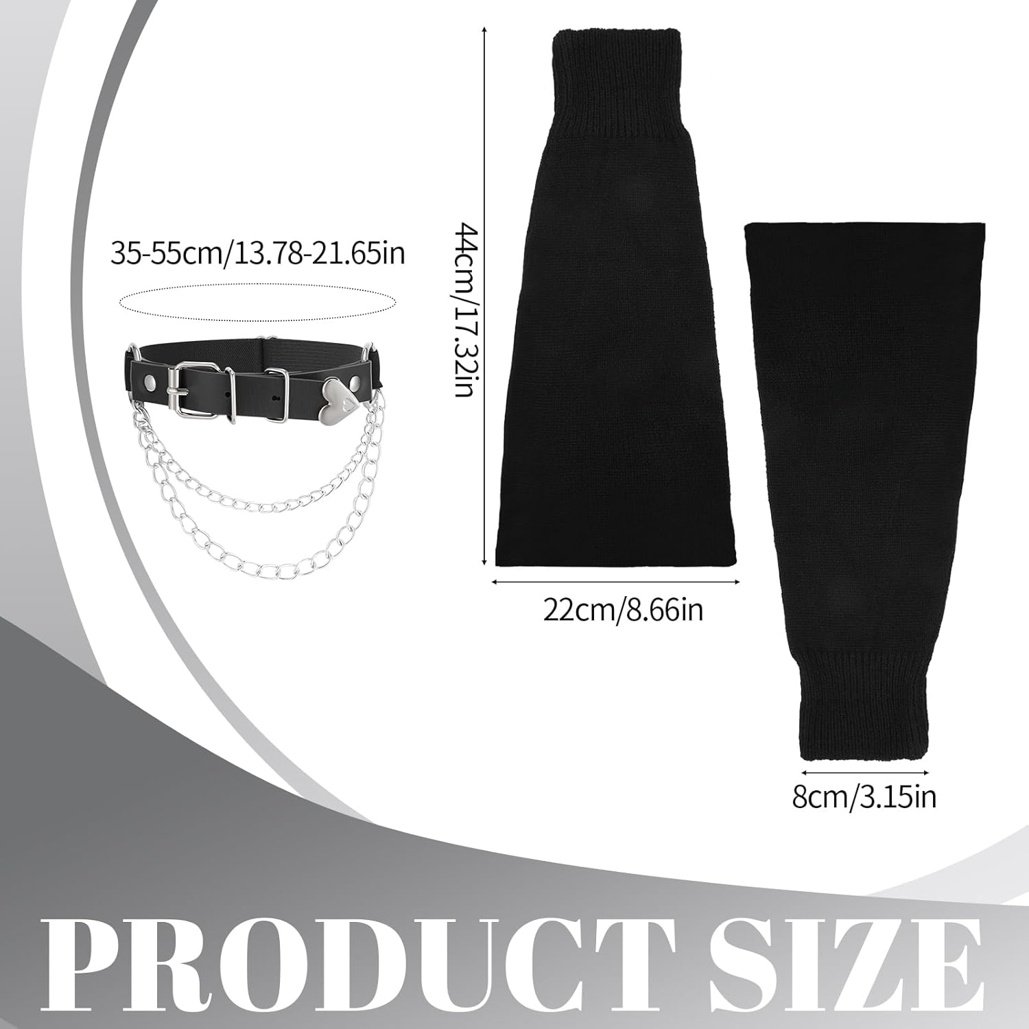 2 Pairs Leg Warmers with Straps for Women Girls Cute Y2K Kawaii Leg Warmer Japanese Socks Goth Emo Gyaru Accessories - Image 2