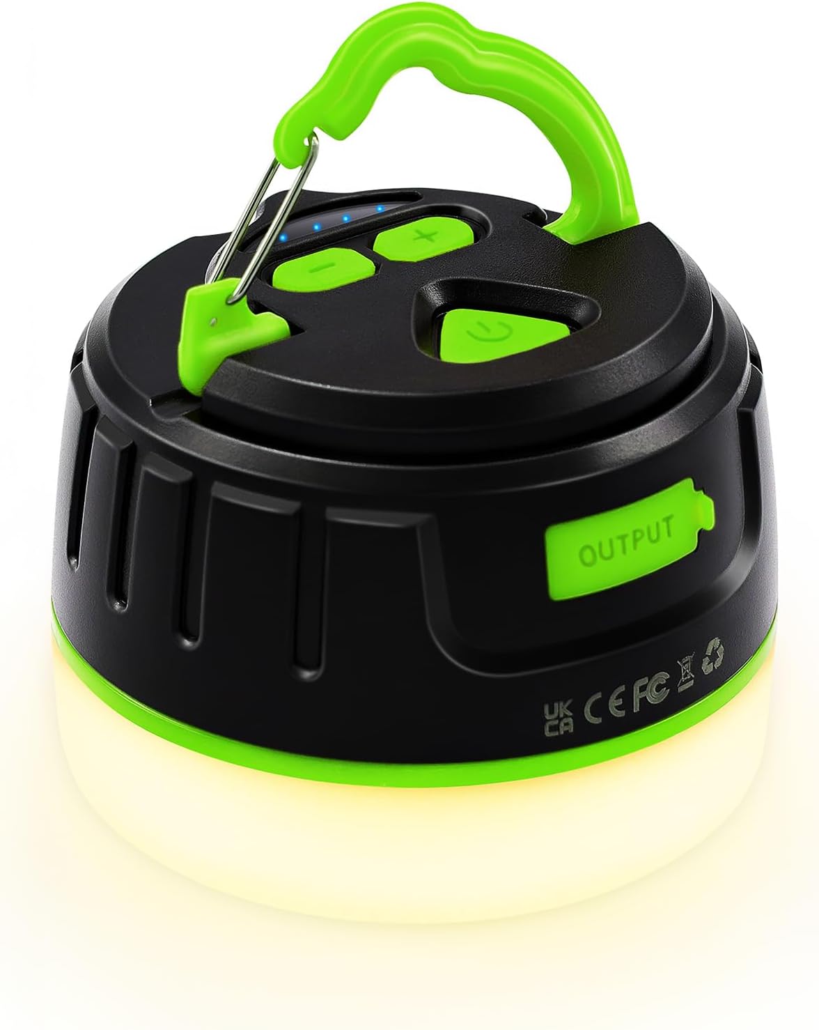 Camping Lantern,Rechargeable Light with 6400mAh Battery,300 Hour Runtime,5 Light Modes,Adjustable Brightness,Waterproof,Hook & Magnetic Base,Battery Operated Lights for Camping,Power Outages Green Standard Edition