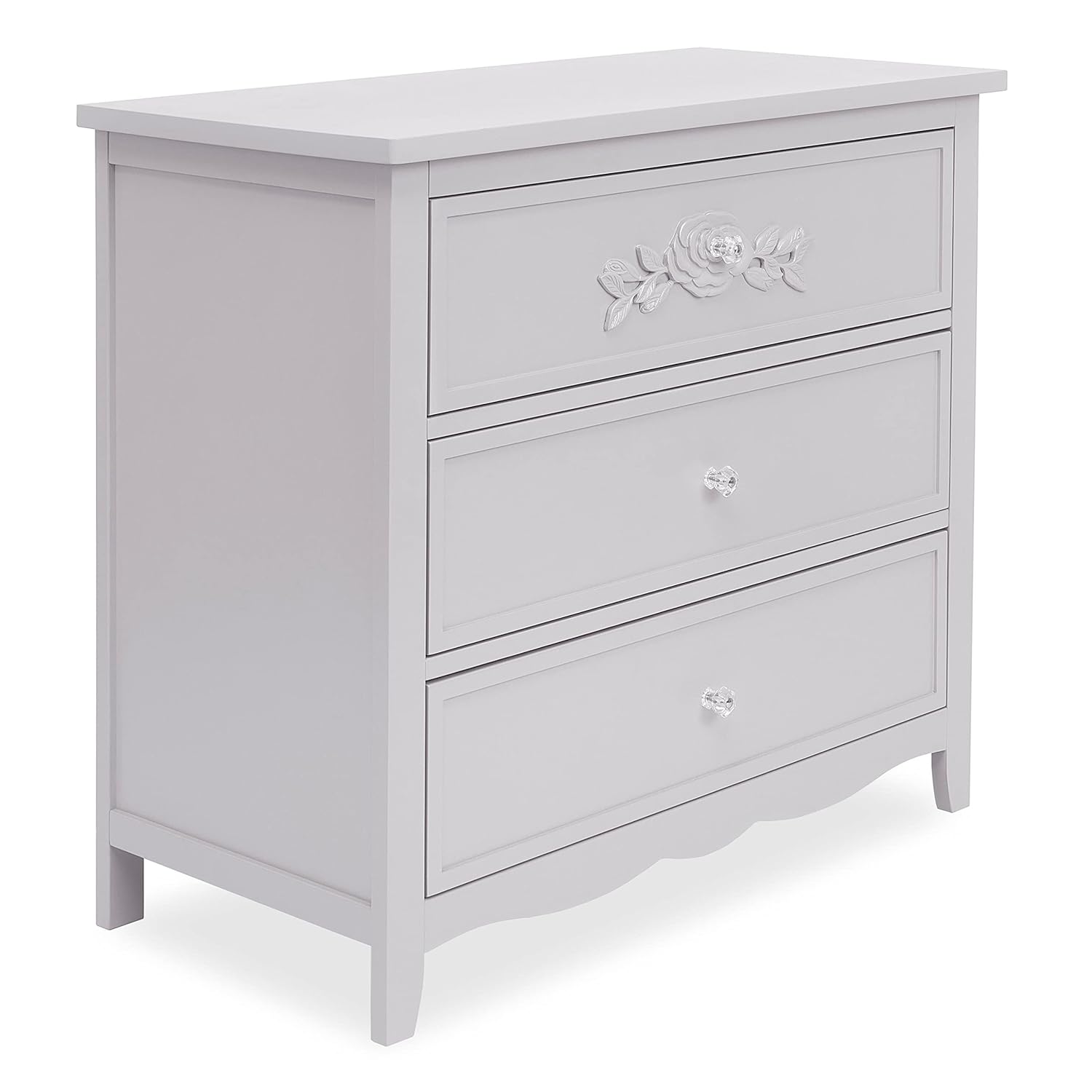 Sweetpea Baby Rose/Tiana Three Drawer Dresser in Akoya Grey Pearl, Made of Sustainable, Durable Pinewood, Easy to Assemble, Non-Toxic Finish, Wooden Nursery Furniture