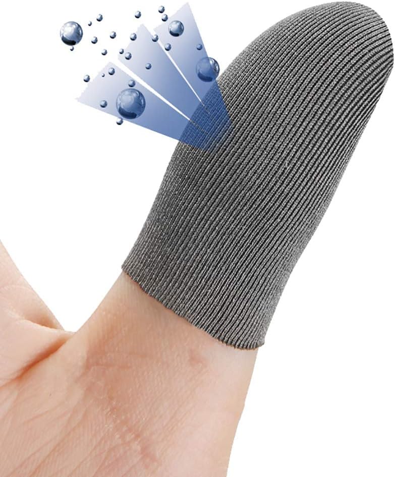 Sterling Silver Fiber, 0.01"(0.5mm) Ultra-Thin, Pubg Mobile Finger Sleeve Anti-Sweat Breathable for High-Ranking Players Mobile Game Streamer iPhone/iPad/Android Size:S(6P)