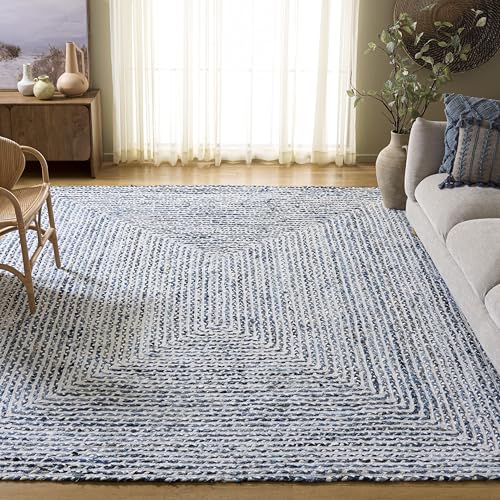 Tapete artesanal SAFAVIEH 8x10 trenzado azul e ivoire miniatura 1