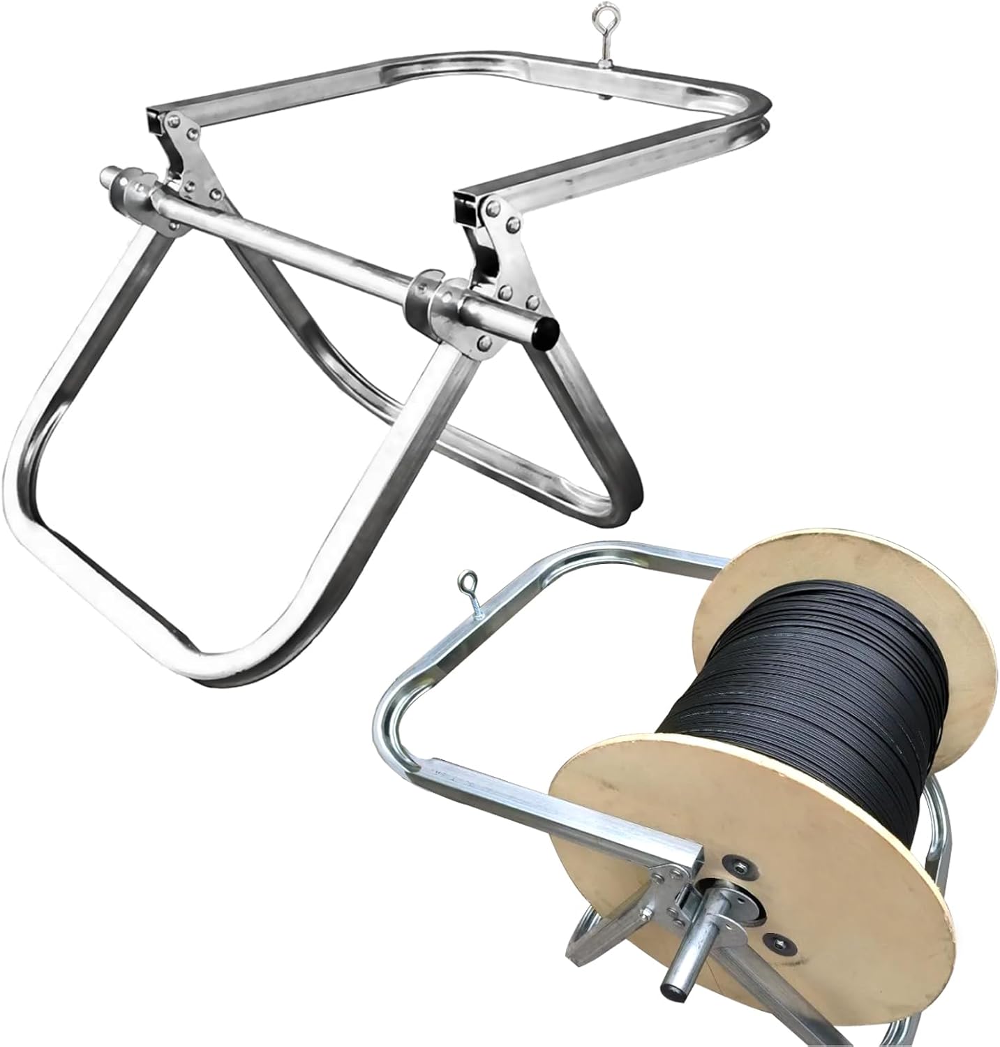 ‌Folding Industrial Steel Wire Dispenser - Heavy-Duty Spool Rack for Bulk Cable Storage (100lbs Load Capacity, 12in Width,Durable & Space-Saving) (Suitable for spool width of 12 '') (12‘’)