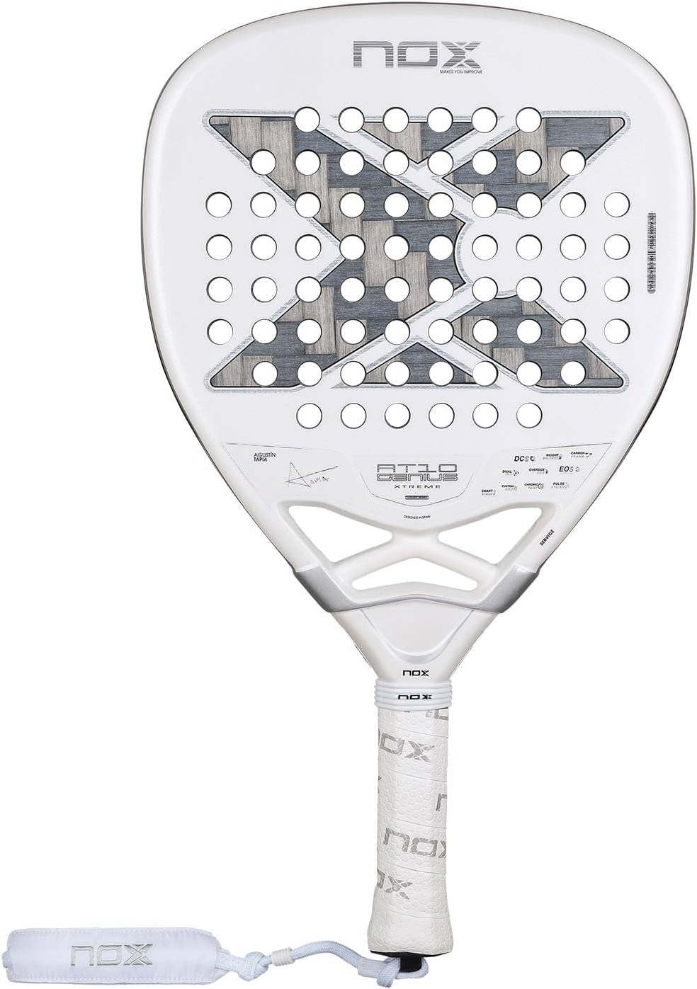 NOX Padel Racket AT10 Genius Attack 12K Alum Xtrem 2026 | Agustin Tapia Pala Padel | Weight Balance System, 12K Alum Carbon Face & HR3 Black Eva | EOS Tunnel Agility, Custom Grip & Dual Spin Surface