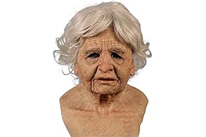 Atongqu Old Woman Mask Halloween Realistic Scary Mask Halloween Creepy Wrinkle Face...