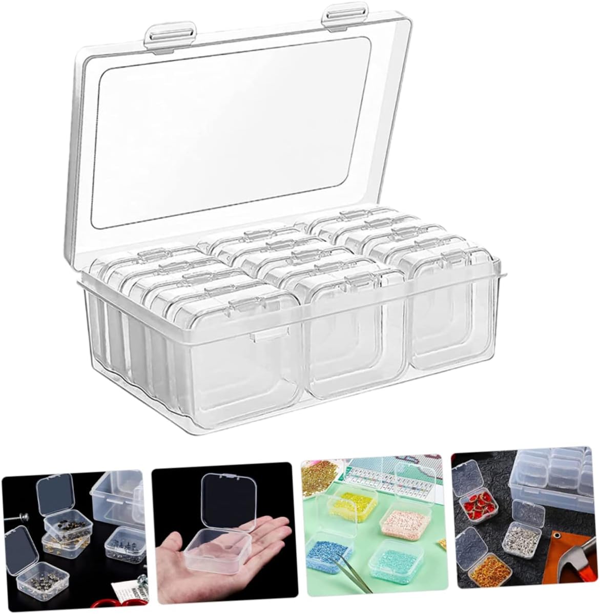 KAILIKETIY 1set Dividing Jewelry Storage Box Container Multi Beads Crafts Accessories Lightweight Compact Organizer for Easy Carrying and Storing
