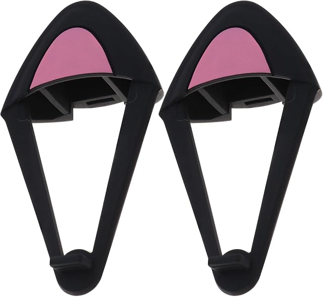 1 Pair Silicone Cat Ears Over-Ear Headsets Cute Decoration Adjustable Straps Attachment Accessory for Video Live Gaming Headphones Black