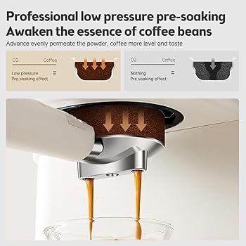 HUIOP cafetera,Máquina de café expreso Cafetera expreso de Acero Inoxidable de 20 Bares con Varilla de Vapor para espumador de Leche Máquina semiautomática de Capuchino y café con Leche 2 en 1 de 8506