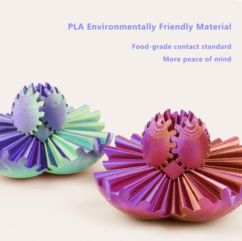 Gear Ball 3D Printed Spin Ball or Cube Fidget Toy,Gear Sphere Fidget Toy,for Stress and Anxiety Relief, Stress Ball GearSphere Desk Toy for Kids (Red)