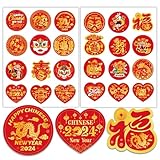 Chinesische Neujahr 2024 Aufkleber: Sie erhalten 20 Bögen - 240 Stück 2024 Chinesisches Neujahr Papier Aufkleber sind in 24 verschiedenen Stilen erhältlich. Jeder Aufkleber hat eine Größe von 40 mm und eignet sich perfekt für die Verpackung von Geschenken zum chinesischen Neujahr und für Partys zum chinesischen Neujahr.