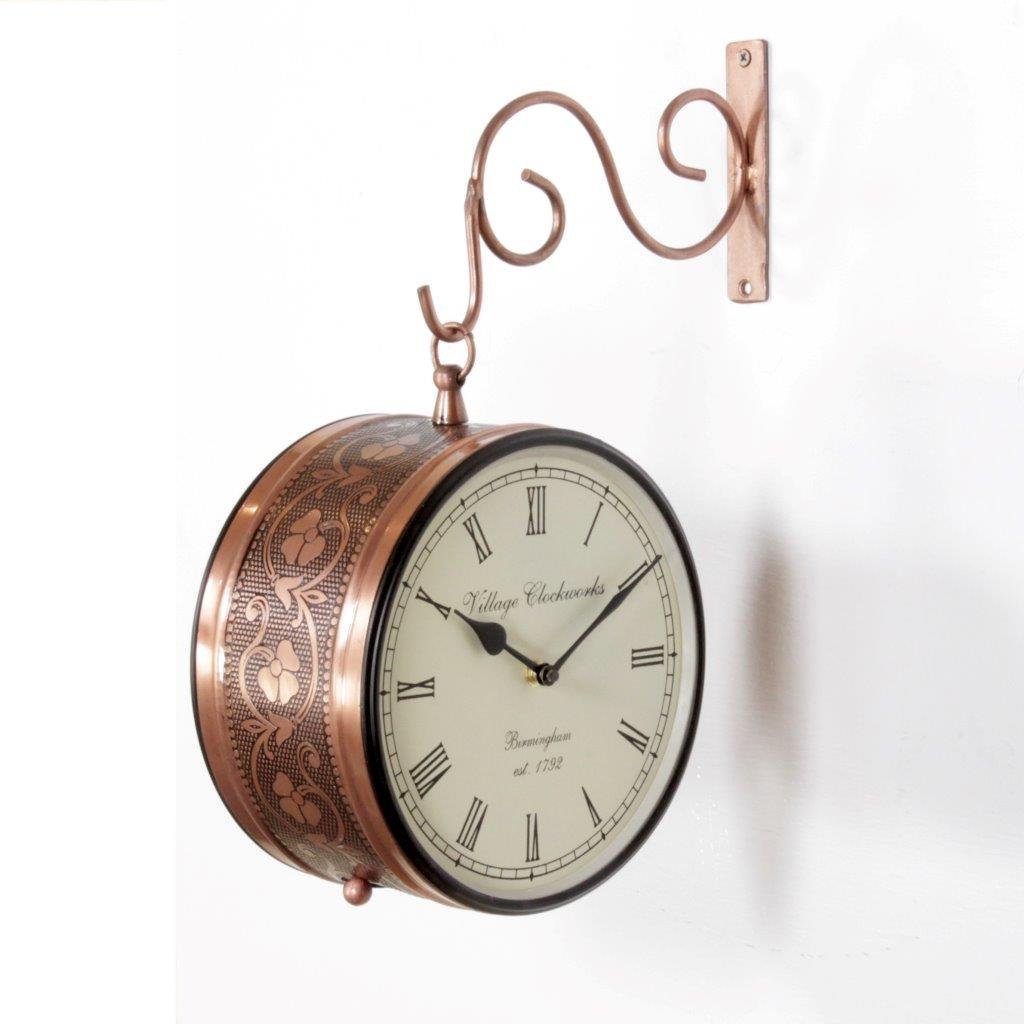 Home and Bazaar Traditional 10 Inch Station Clock with Copper Finish (Design 20)