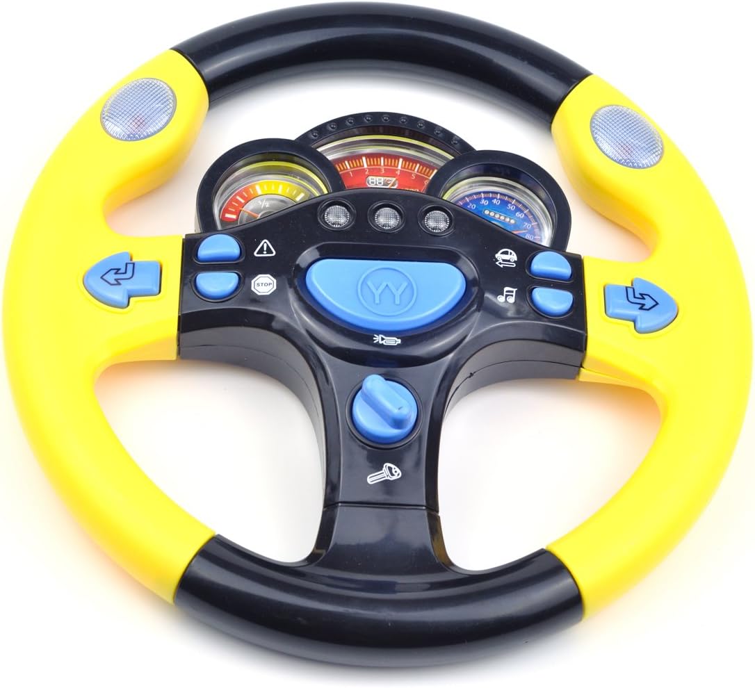 Children's Steering Wheel Toys Baby Early Childhood Educational Driving Simulation (Yellow and Black)