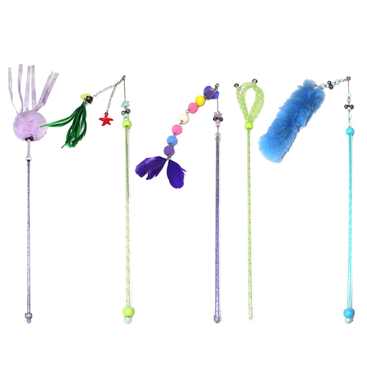 emily pets Cat Stick Cat Interactive Stick with Bells Feather Wand for Cat Teaser Catcher Exercise Playing Fun Toys(Color & Pattern May Vary, Pack of 5) (B0B3JBKKL7) Amazon Price History, Amazon Price Tracker
