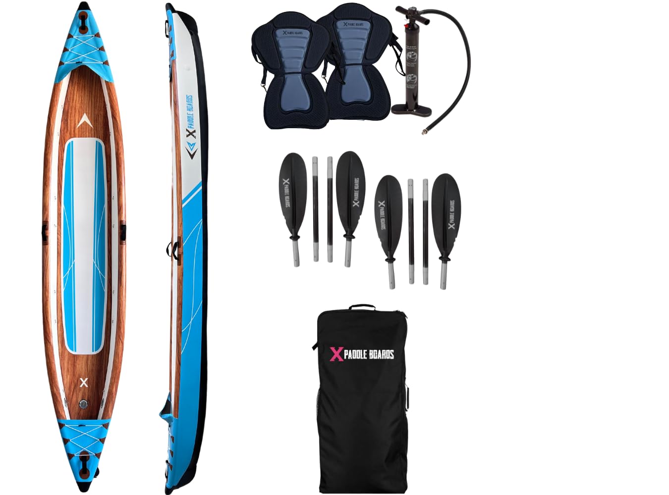 Canoa Kayak Inflable 2 Plazas Dropstitch 470 x 80 x 42 cm K-Blue