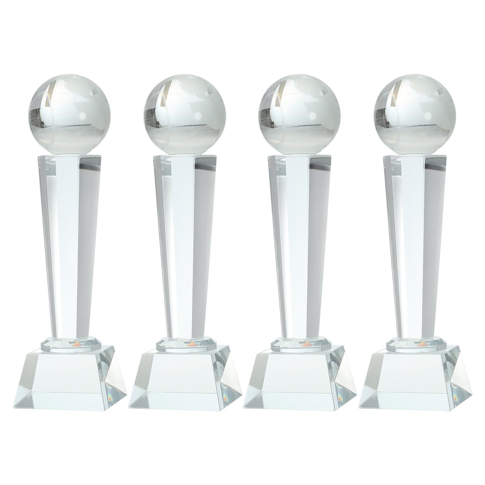 QUARKZMAN Kristallglas Pokal Mit Box 9 x 2.8 Zoll 4 Stück Earth Champions Auszeichnung Für Schreibtisch Tisch Deko Turniere Sportwettbewerbe Briefbeschwerer Klar