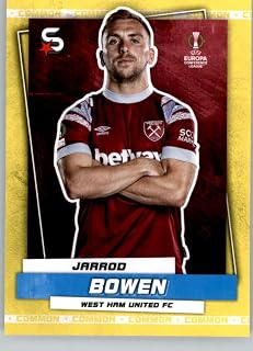 2022-23 Topps UEFA Superstars Common Yellow #186 Jarrod Bowen West Ham United Official UCL Soccer Trading Card in Raw (NM or Better) Condition