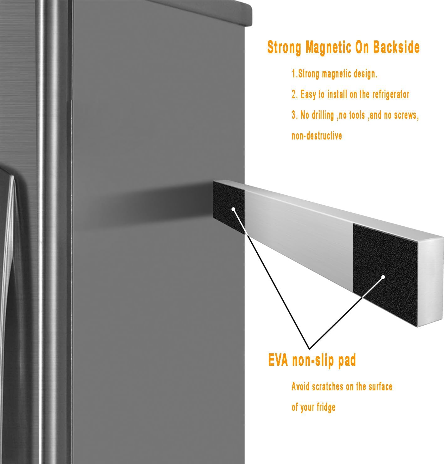 Stainless Steel Magnetic Knife Holder for Fridge,16 Inch Adhesive Magnetic Strip Multi-Purpose Functionality as a Knife Holder, Strong Magnetic Tool Organizer, Art Supply Organizer & Home Organizer