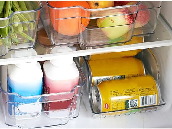 Transparent And Visible Freezer Storage Bins With Lids 30x20x10cm Stackable PET Fridge Drawer Organizer For Eating Organization And Storage