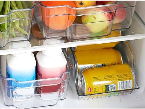 Transparent And Visible Freezer Storage Bins With Lids 30x20x10cm Stackable PET Fridge Drawer Organizer For Eating Organization And Storage