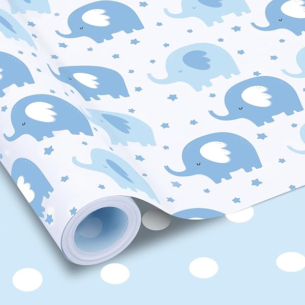 woric Reversible Birthday Wrapping Paper for Boys Girls Kids, Gift Wrap Paper for Holiday Party Baby Shower, 17 Inch x 3