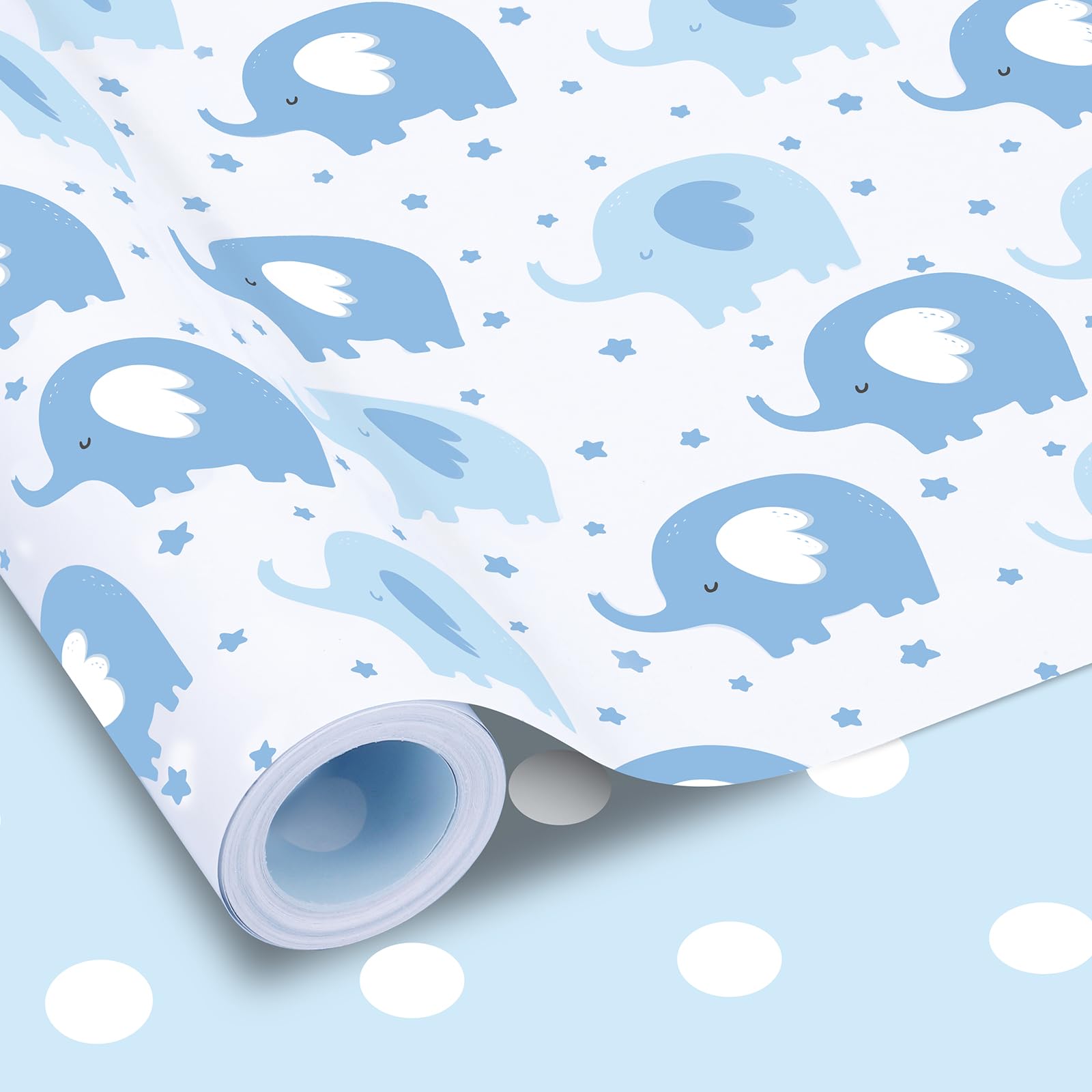 Reversible Baby Shower Wrapping Paper Roll 17 Inch