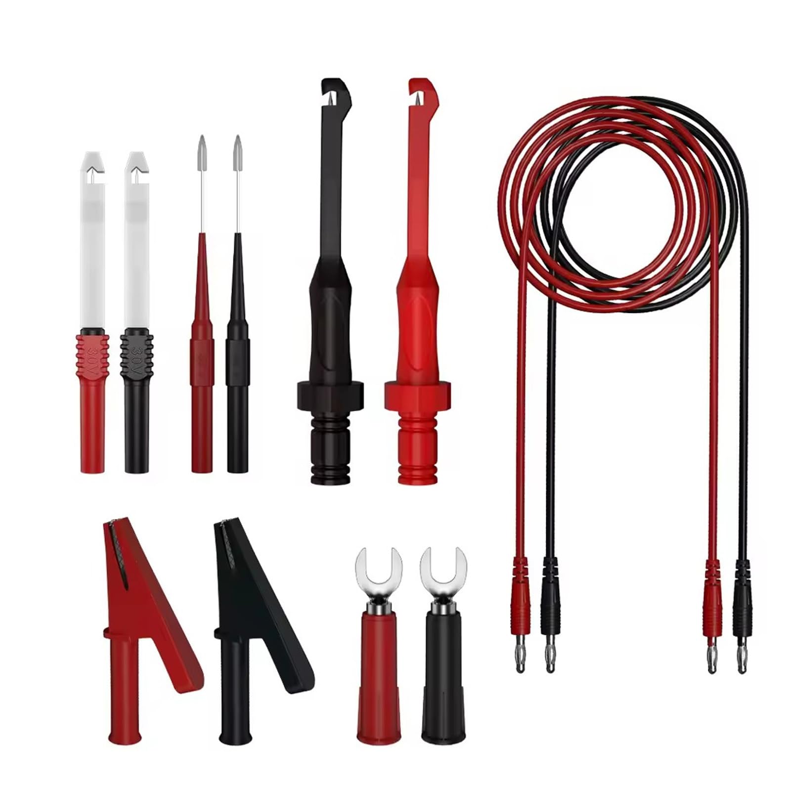 Insulation Piercing Probe Automotive Circuit Tester Hook Clip for Multimeter Oscilloscope Diagnostics Soft Silicone Leads and Alligators Clips