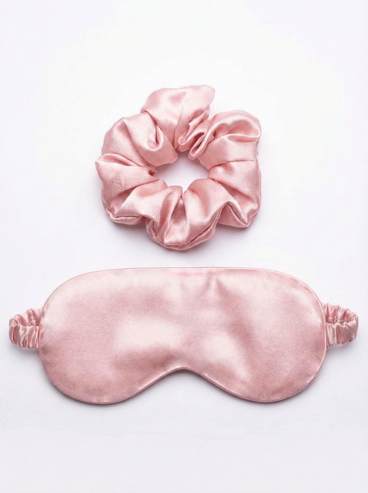 UD Premium Satin Sleep Mask & Matching Scrunchie Set for Women | Ultra-Soft Light Blocking Eye Mask | Hair Friendly, Comfortable & Stylish Nightwear Accessory (Pink) (Pink)