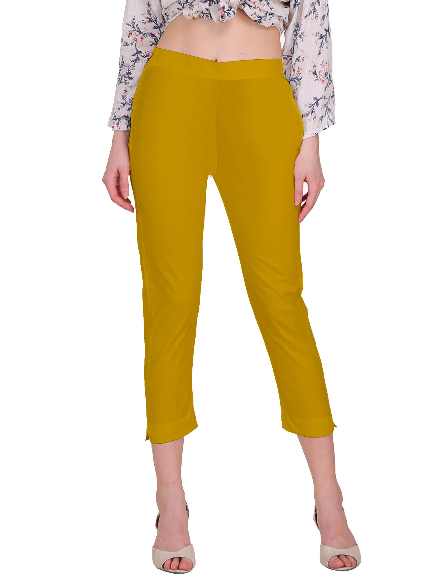 Saundarya Women's Slim Fit Cropped Trousers